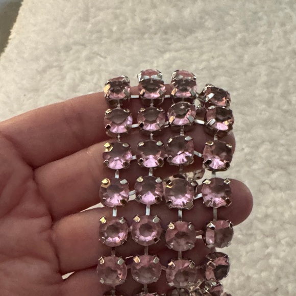 Elegant Pink Crystal Necklace with Satin Ribbon - Picture 3 of 4